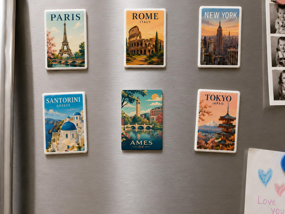 Ames IA Fridge Magnet, Ames Iowa Souvenir Magnet, Iowa Travel Gift, City Landmark Keepsake Magnet