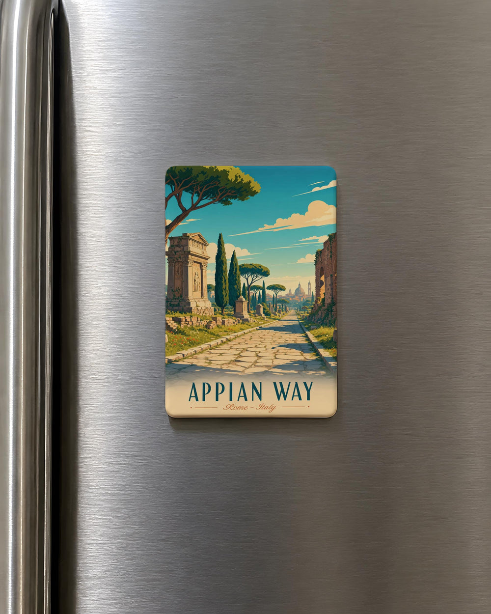 Appian Way Fridge Magnet, Ancient Roman Road Landmark Souvenir, Italy Travel Keepsake, Historic Via Appia Gift