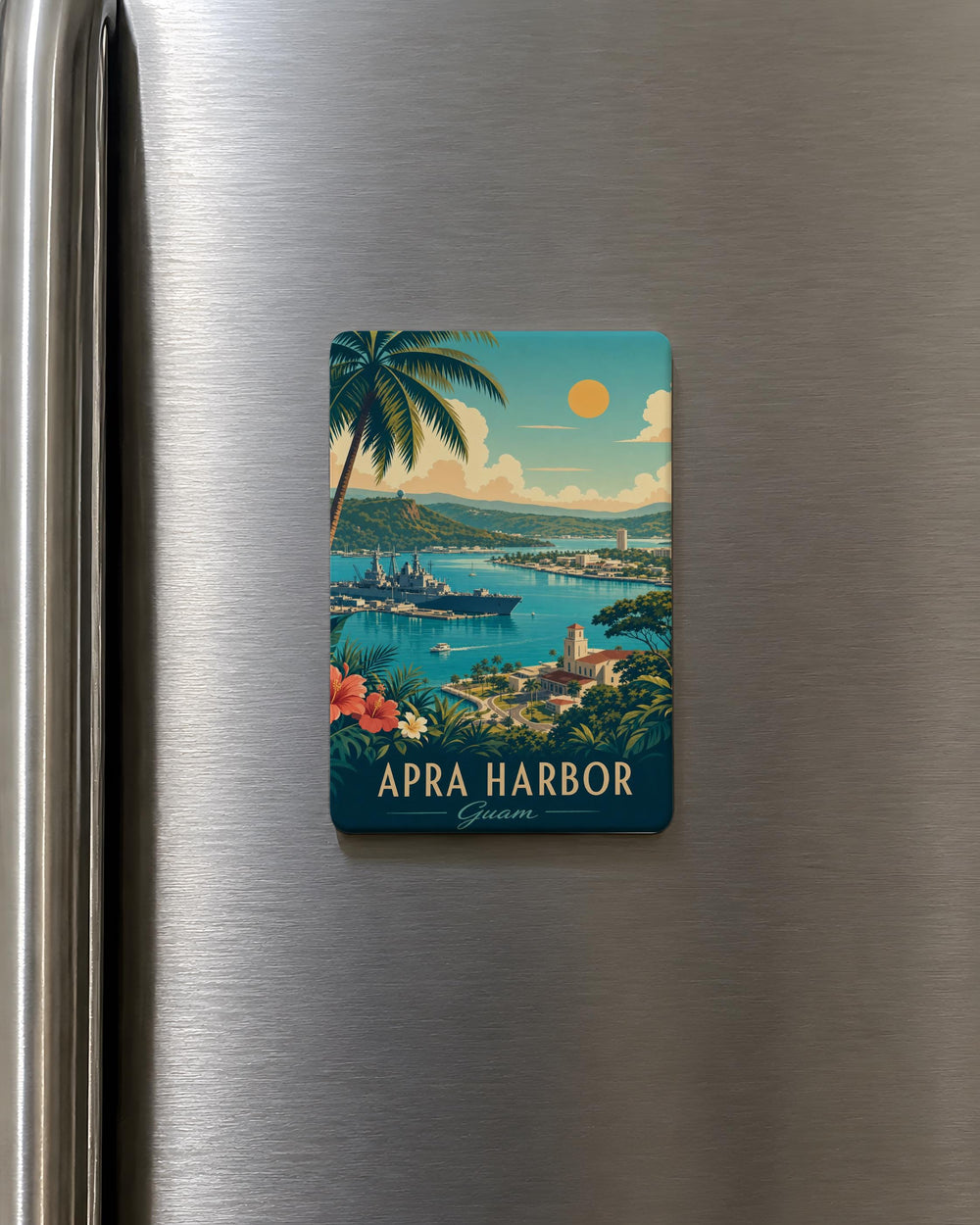Apra Harbor Guam Fridge Magnet, Guam Harbor Souvenir Magnet, Apra Harbor Travel Gift, Coastal Harbor Landmark Magnet