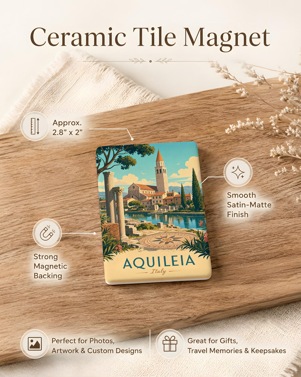 Aquileia Italy Fridge Magnet, Aquileia Travel Souvenir Magnet, Aquileia Landmark Keepsake, Italy Vacation Gift Magnet