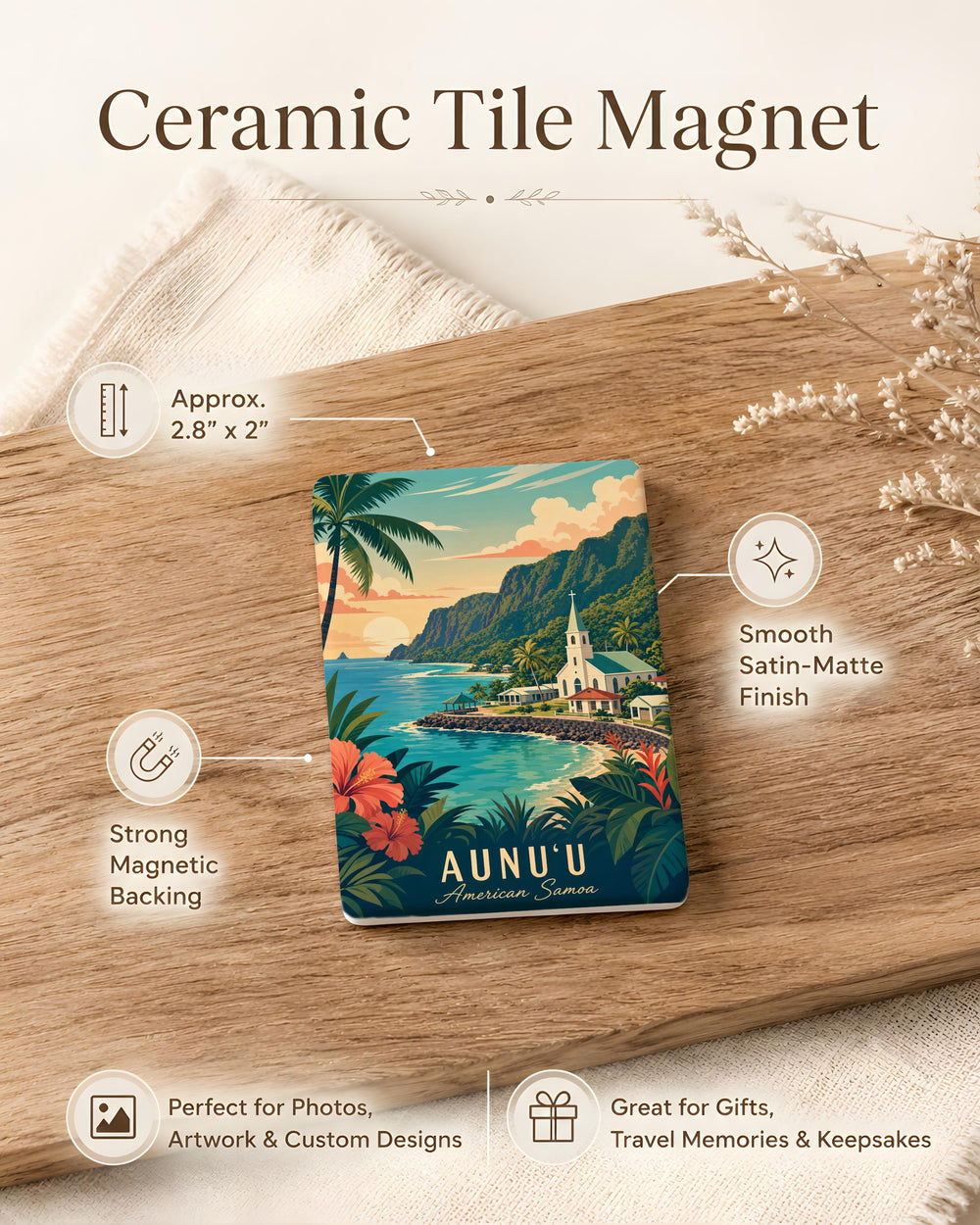 Aunuu American Samoa Fridge Magnet, Aunu'u Island Souvenir Magnet, American Samoa Travel Keepsake Refrigerator Magnet