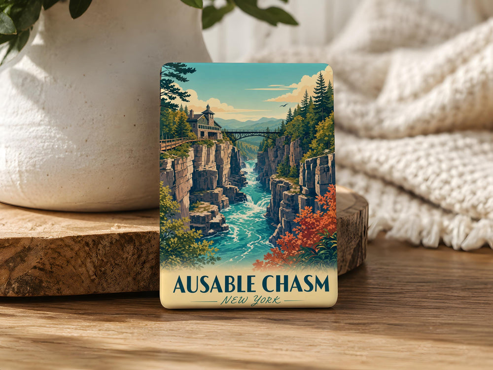Ausable Chasm Fridge Magnet, Adirondack Park New York Gorge Souvenir, Hiking Travel Nature Landmark Magnet