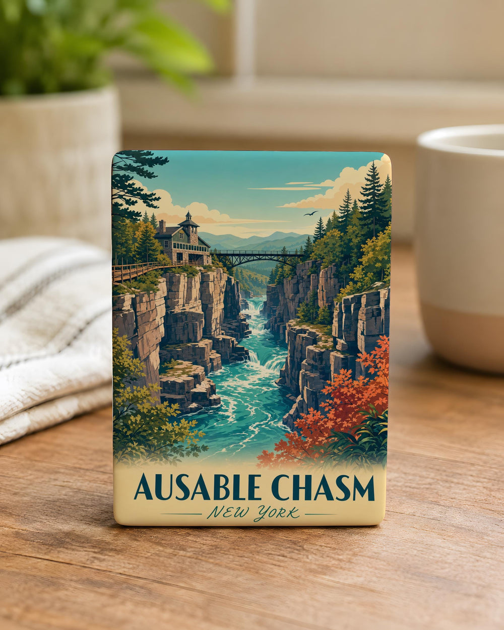 Ausable Chasm Fridge Magnet, Adirondack Park New York Gorge Souvenir, Hiking Travel Nature Landmark Magnet