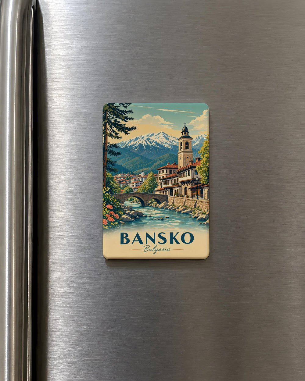Bansko Bulgaria Fridge Magnet, Bansko Travel Souvenir Magnet, Bulgaria Mountain Town Keepsake, Bansko Ski Resort Gift