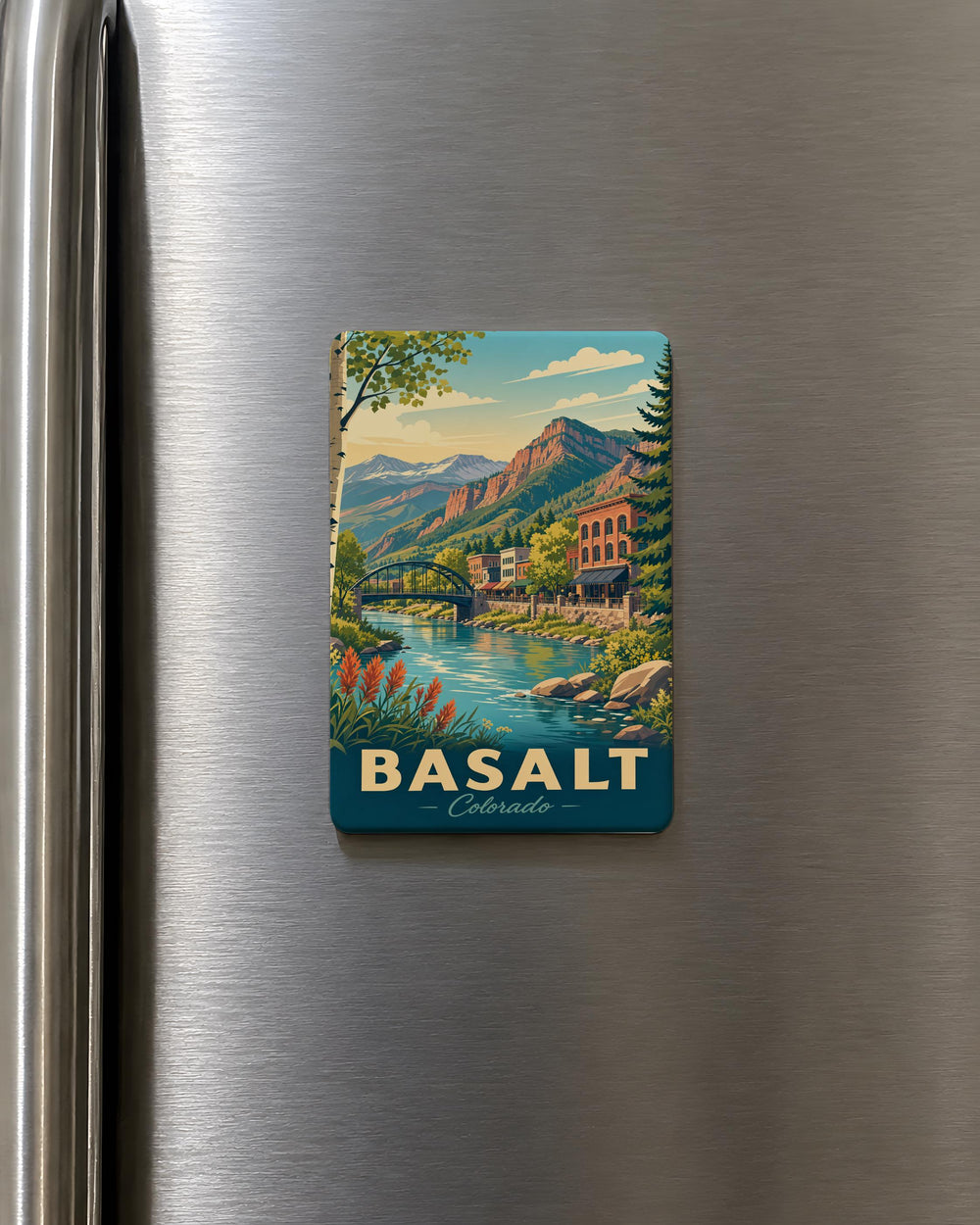 Basalt CO Fridge Magnet, Basalt Colorado Souvenir Magnet, Roaring Fork Valley Travel Gift, Colorado Mountain Town Keepsake