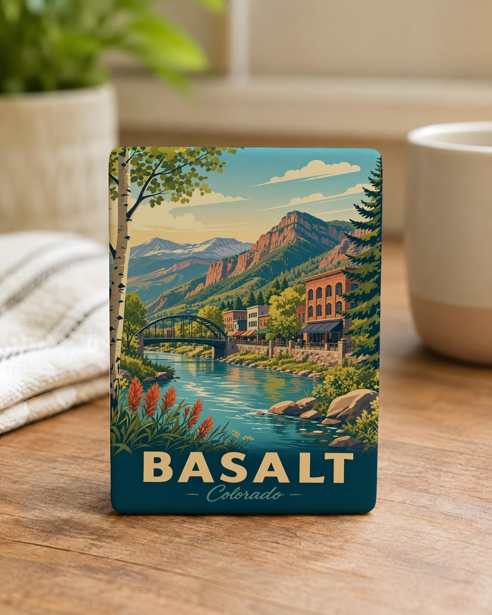 Basalt CO Fridge Magnet, Basalt Colorado Souvenir Magnet, Roaring Fork Valley Travel Gift, Colorado Mountain Town Keepsake