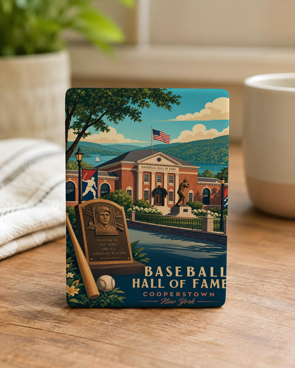 Baseball Hall of Fame Fridge Magnet, Cooperstown Baseball Museum Souvenir Magnet, Sports Fan Kitchen Locker Magnet
