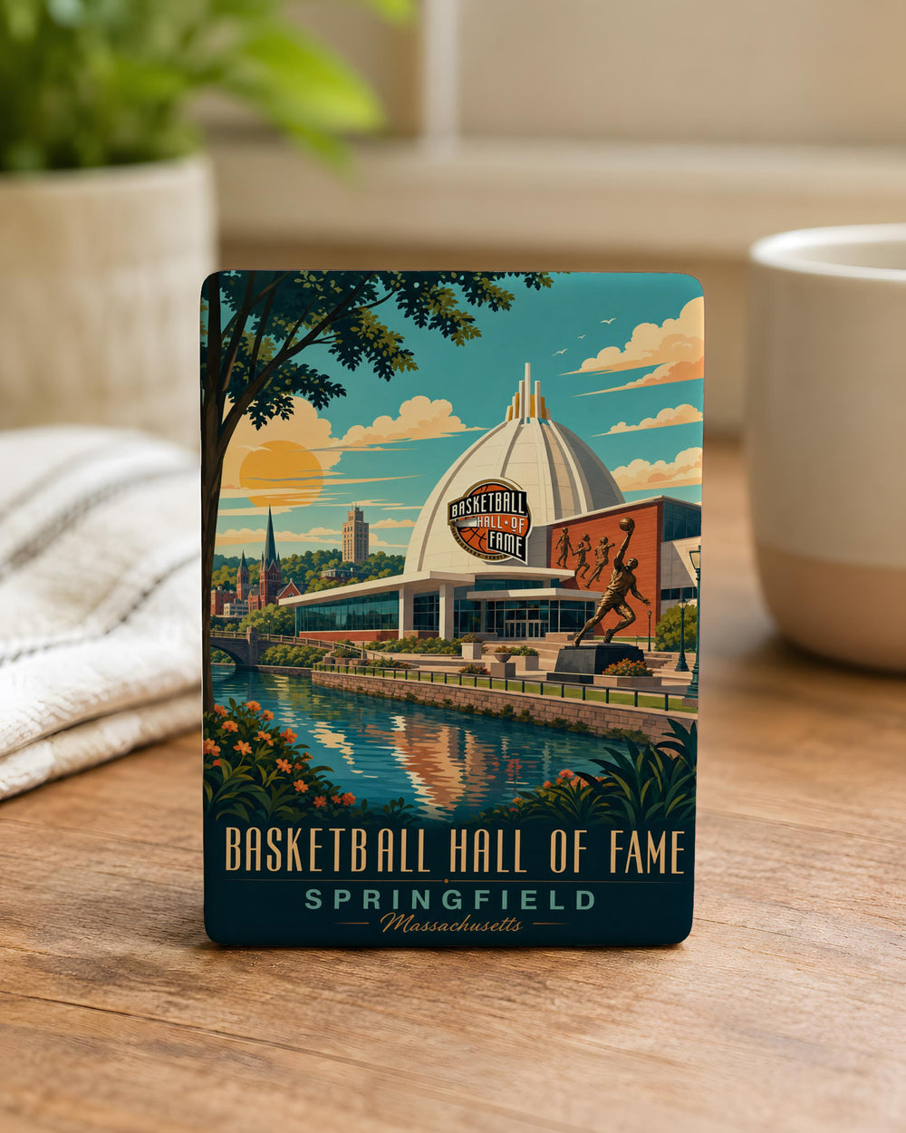 Basketball Hall of Fame Fridge Magnet, Basketball Museum Souvenir Magnet, Springfield Massachusetts Basketball Landmark Magnet