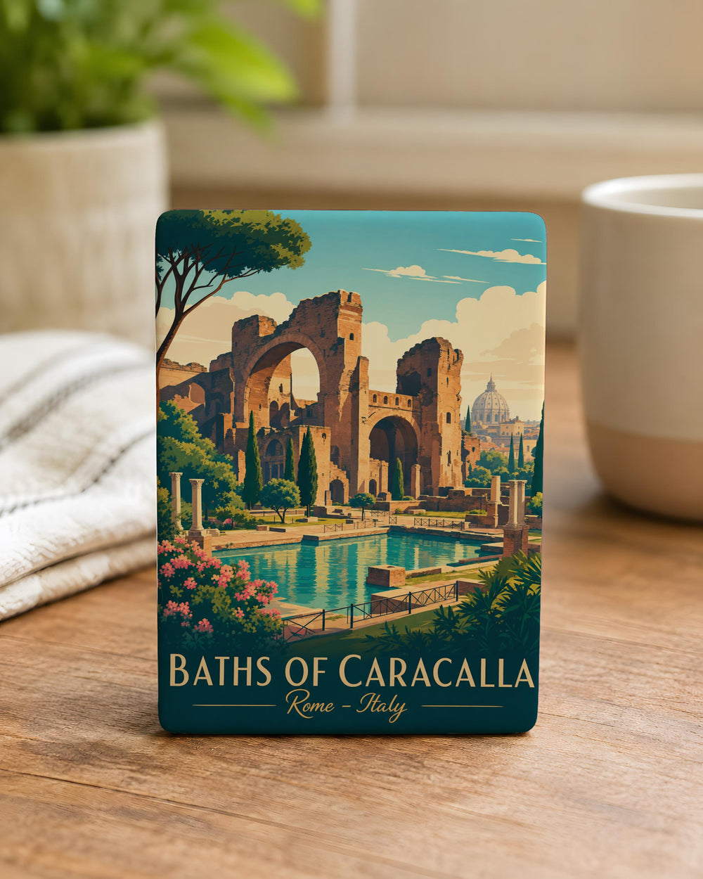 Baths of Caracalla Rome Fridge Magnet, Ancient Roman Baths Landmark Souvenir Magnet, Italy Travel Gift Magnet