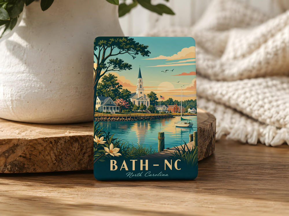 Bath North Carolina Fridge Magnet, Bath NC Souvenir Magnet, Coastal Town Travel Keepsake, North Carolina Gift Magnet