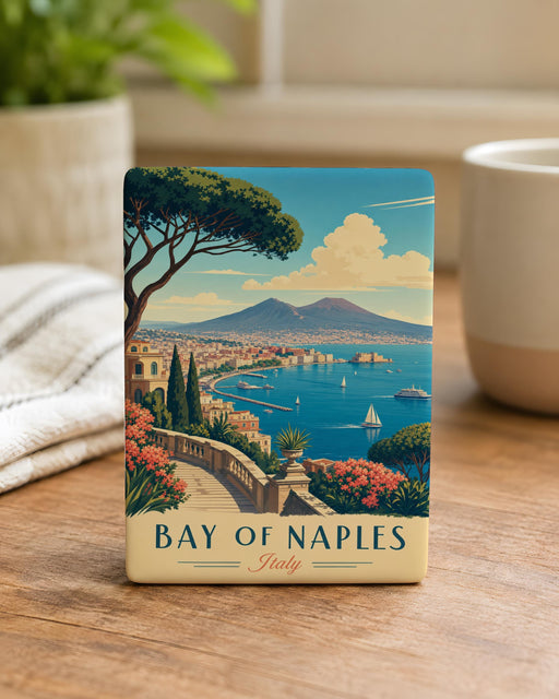 Bay of Naples Fridge Magnet, Naples Italy Coastal Scene Souvenir Magnet, Italian Bay Travel Keepsake Magnet
