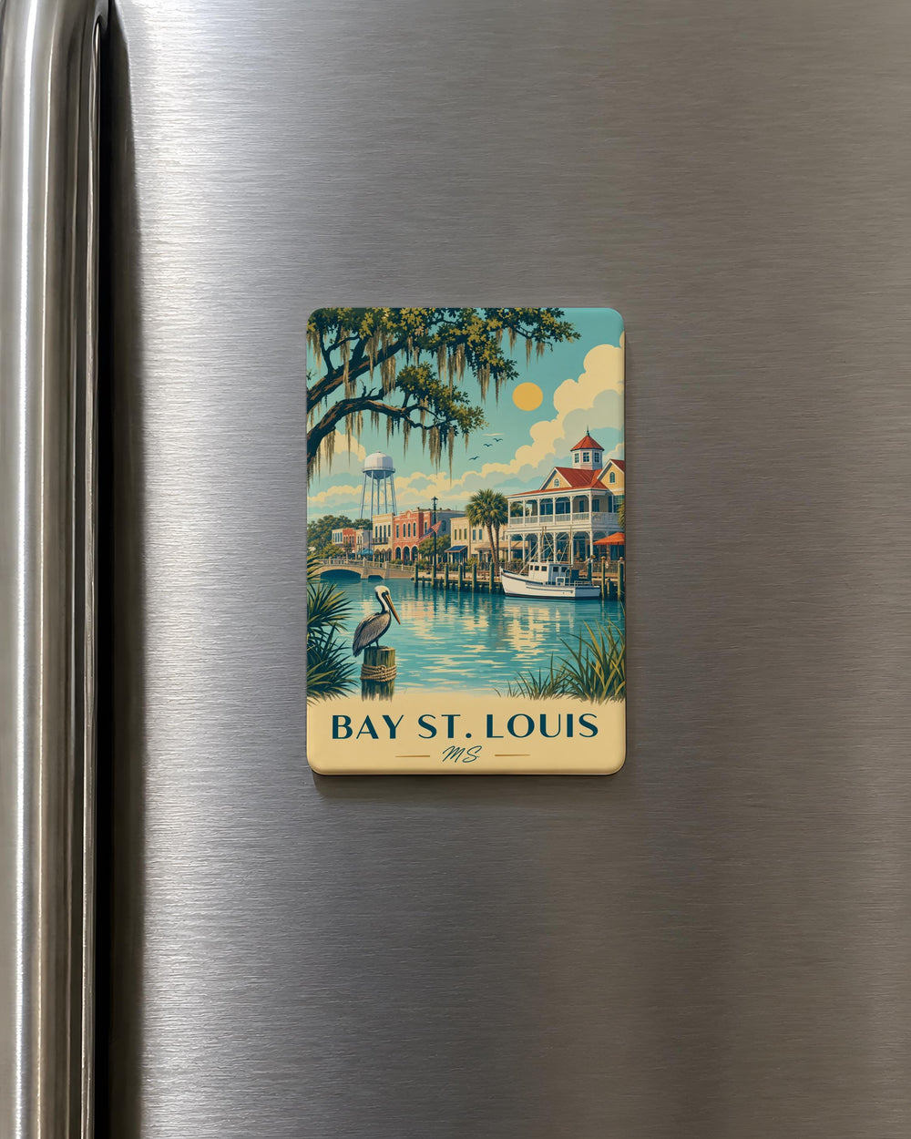 Bay St Louis MS Fridge Magnet, Bay St. Louis Mississippi Souvenir Magnet, Coastal Town Travel Gift, Gulf Coast Keepsake