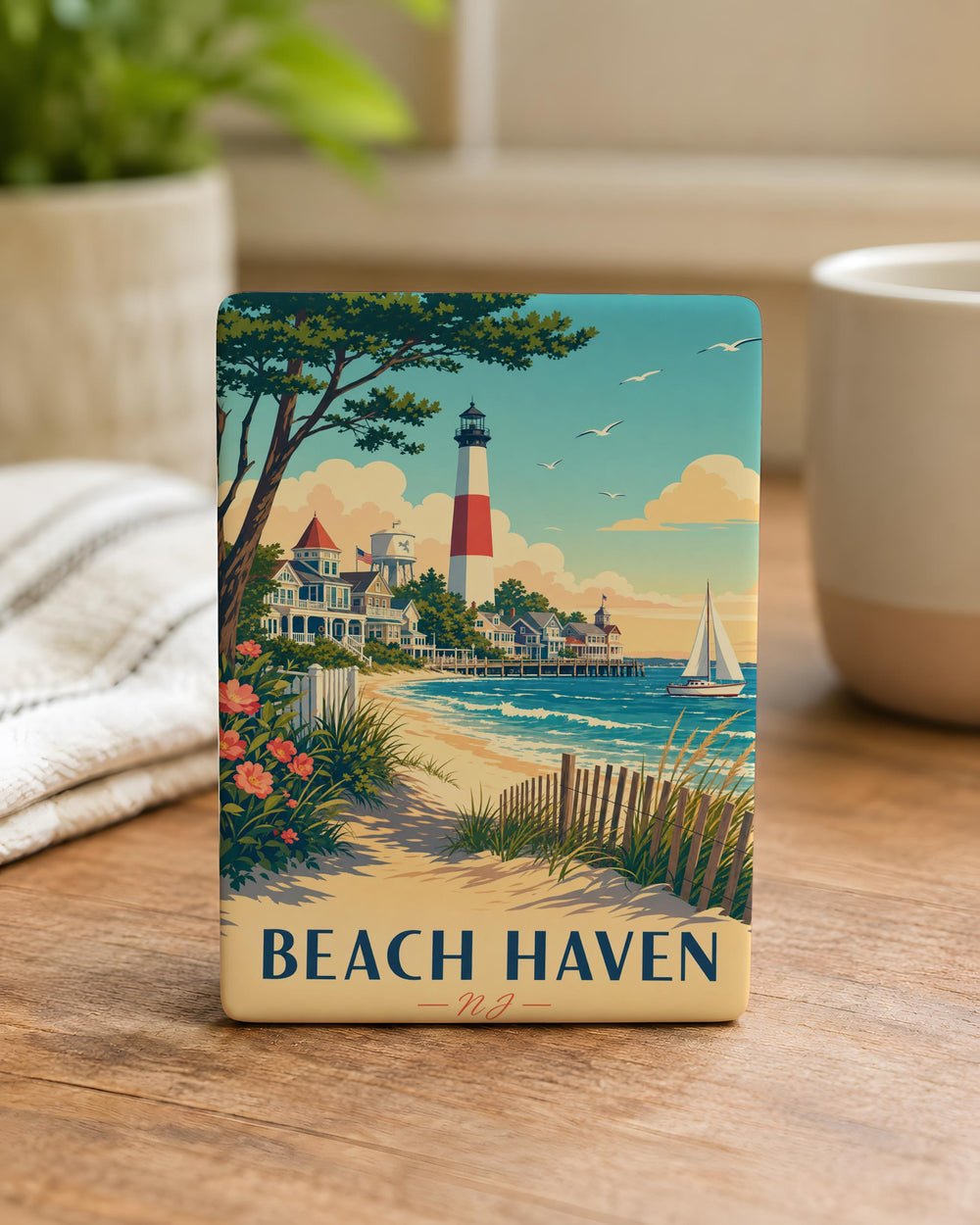 Beach Haven NJ Fridge Magnet, Long Beach Island New Jersey Souvenir, Coastal Beach Town Vacation Keepsake Gift