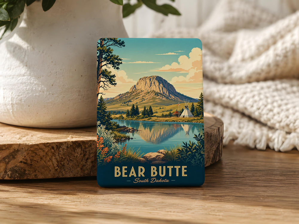 Bear Butte Fridge Magnet, South Dakota Landmark Souvenir, Black Hills Nature Gift, Hiking Travel Keepsake Magnet