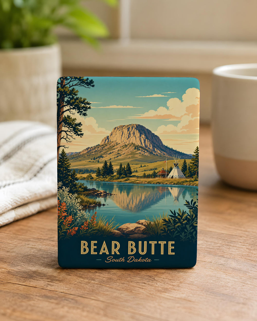 Bear Butte Fridge Magnet, South Dakota Landmark Souvenir, Black Hills Nature Gift, Hiking Travel Keepsake Magnet