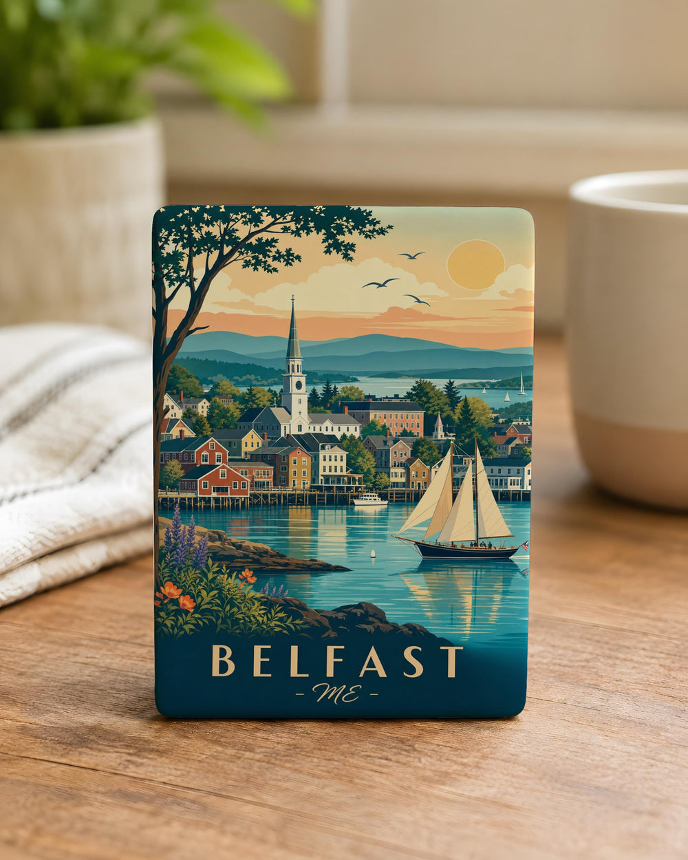 Belfast Maine Fridge Magnet, Belfast ME Souvenir Magnet, Coastal Maine Travel Gift, Belfast Harbor Keepsake Magnet