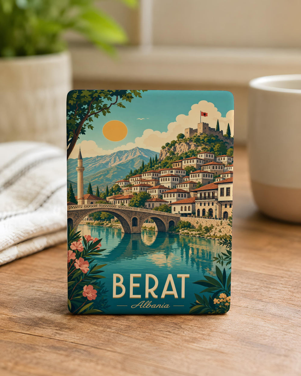 Berat Albania Fridge Magnet, Berat City Souvenir, Albania Travel Gift, Historic Ottoman Town Landmark Magnet