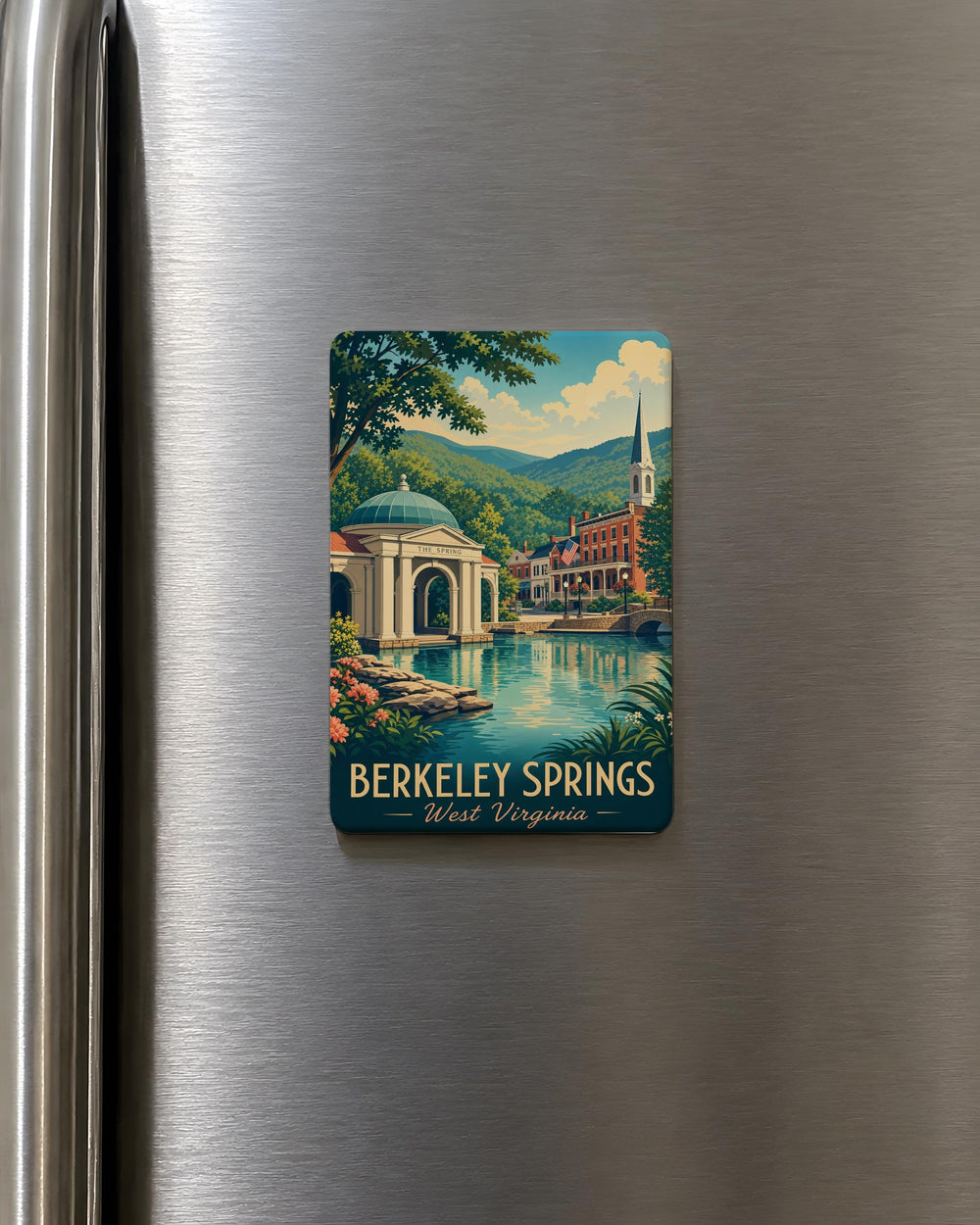 Berkeley Springs WV Fridge Magnet, Berkeley Springs West Virginia Souvenir Magnet, Travel Gift, Appalachian Town Keepsake Magnet