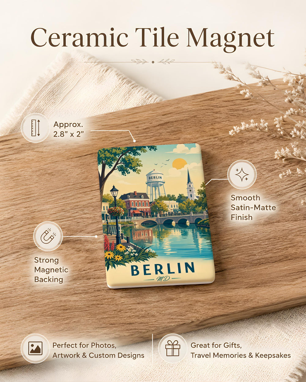 Berlin Germany Fridge Magnet, Berlin Landmark Souvenir Magnet, Berlin Travel Gift, City Skyline Magnet, Berlin Vacation Keepsake