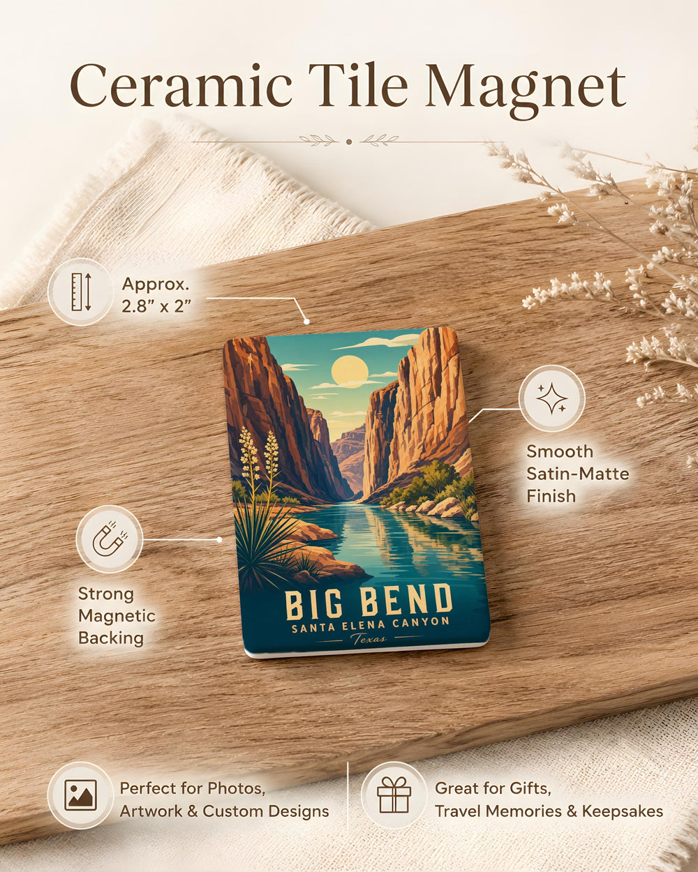 Big Bend Santa Elena Canyon Fridge Magnet, Texas National Park Souvenir, Rio Grande River Canyon Scenic Travel Gift
