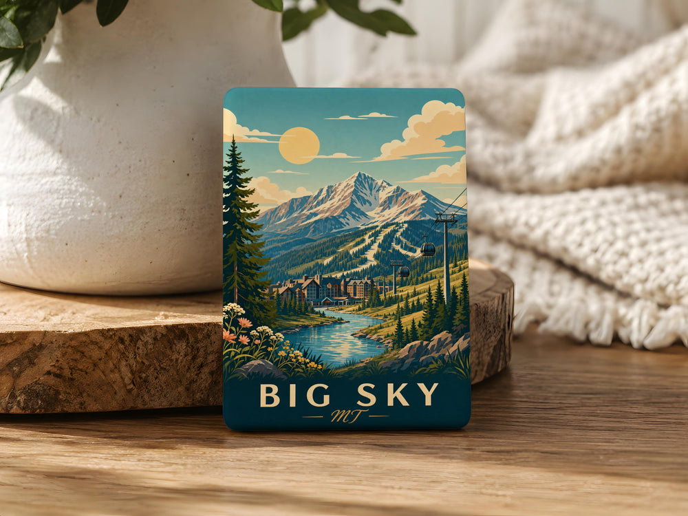 Big Sky Montana Fridge Magnet, Big Sky MT Souvenir Magnet, Montana Travel Gift, Mountain Town Keepsake Magnet