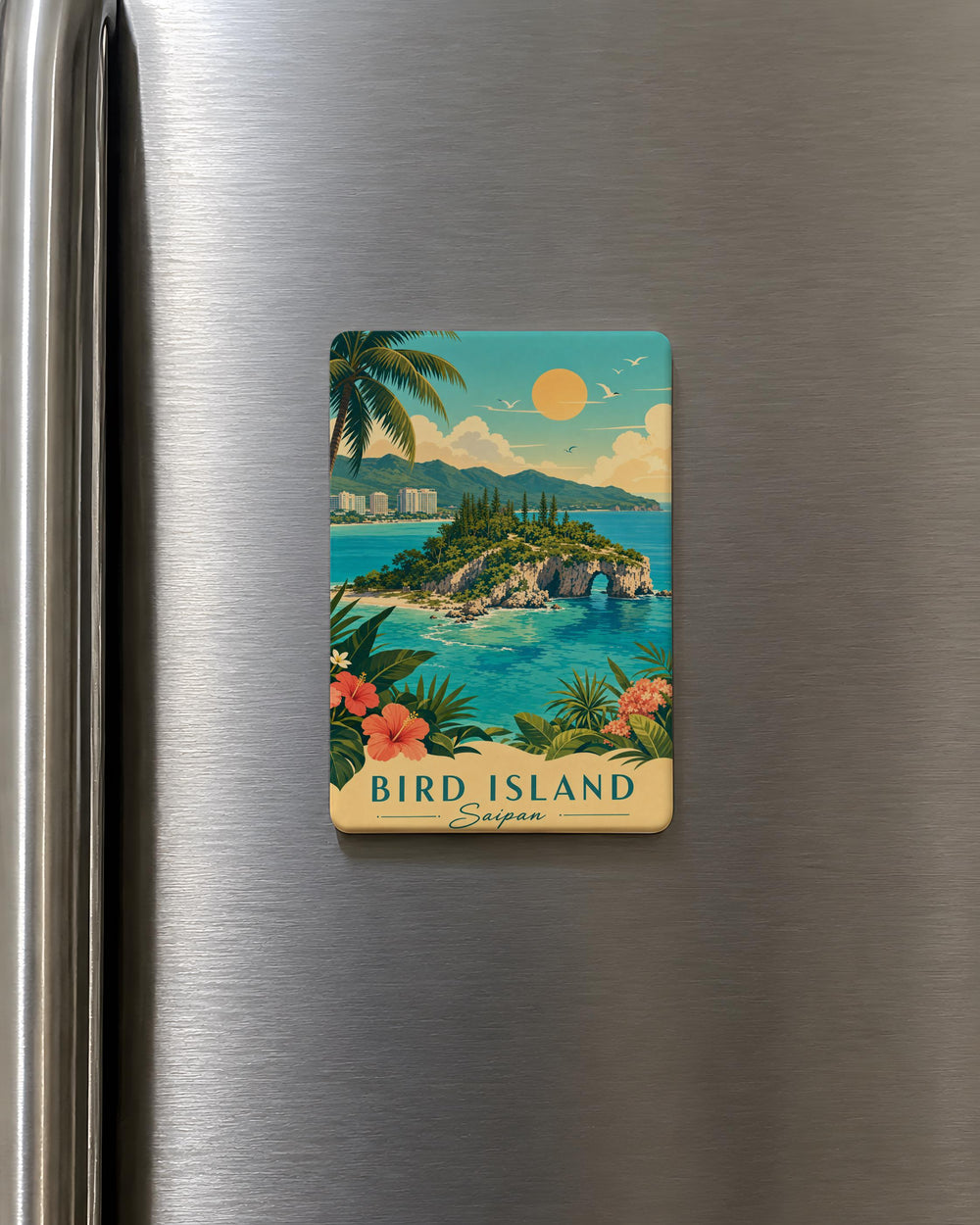 Bird Island Saipan Fridge Magnet, Northern Mariana Islands Landmark Souvenir, Island Coast Scenic Travel Gift