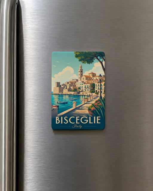 Bisceglie Italy Fridge Magnet, Bisceglie Travel Souvenir, Puglia Coastal Town Landmark Keepsake Magnet, Italy Vacation Gift
