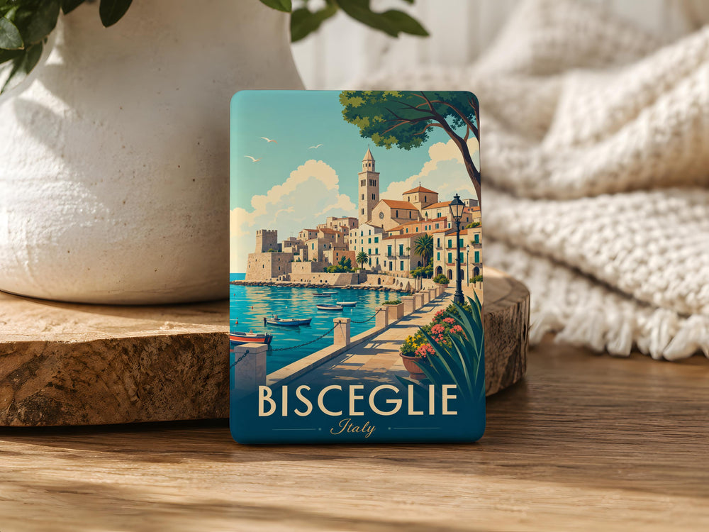 Bisceglie Italy Fridge Magnet, Bisceglie Travel Souvenir, Puglia Coastal Town Landmark Keepsake Magnet, Italy Vacation Gift