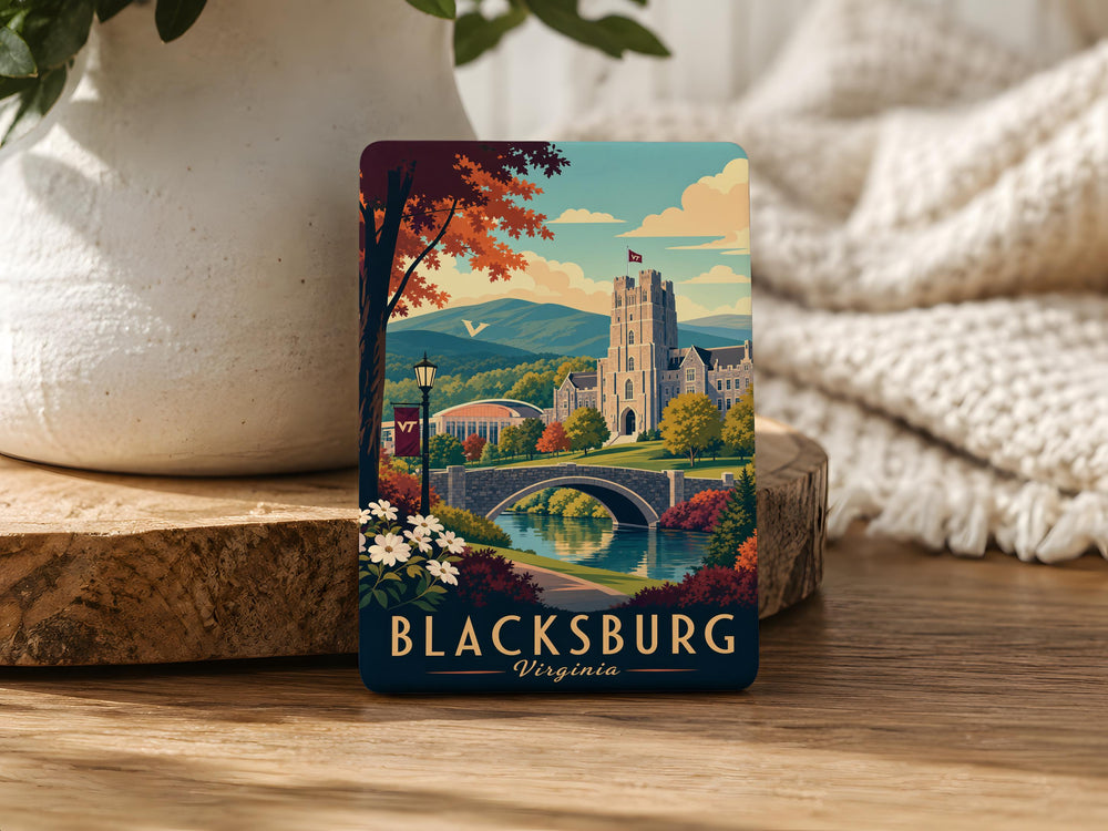 Blacksburg VA Fridge Magnet, Virginia Tech Town Souvenir, Blacksburg Virginia Travel Gift, College Town Keepsake Magnet