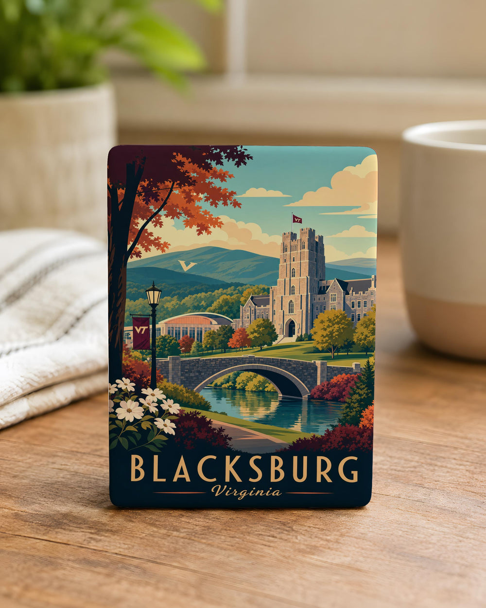 Blacksburg VA Fridge Magnet, Virginia Tech Town Souvenir, Blacksburg Virginia Travel Gift, College Town Keepsake Magnet