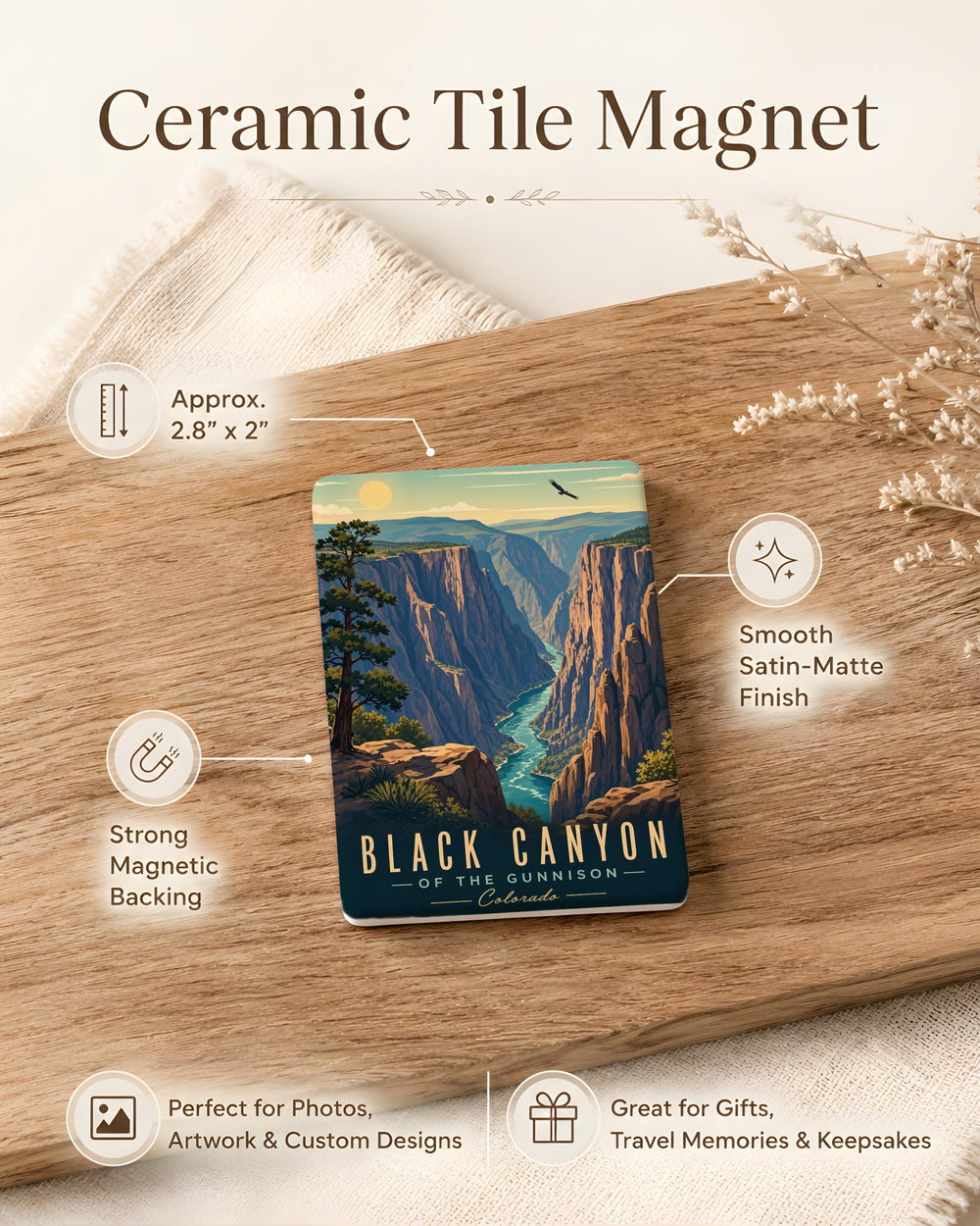 Black Canyon of the Gunnison National Park Fridge Magnet, Colorado Canyon Landscape Souvenir Magnet, Travel Gift