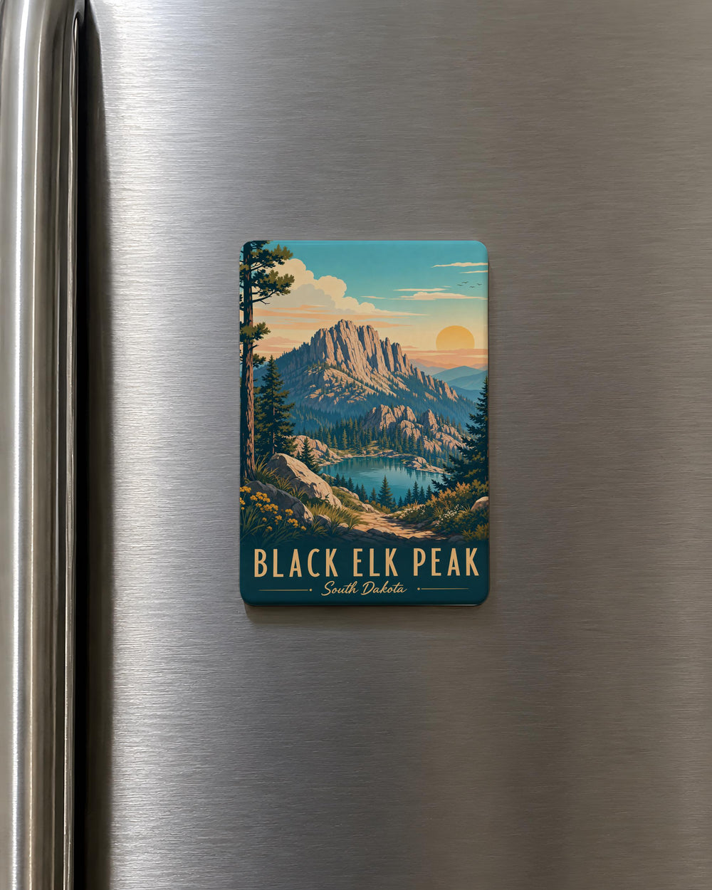 Black Elk Peak Fridge Magnet, South Dakota Hiking Mountain Summit Souvenir, Black Hills Travel Keepsake Magnet