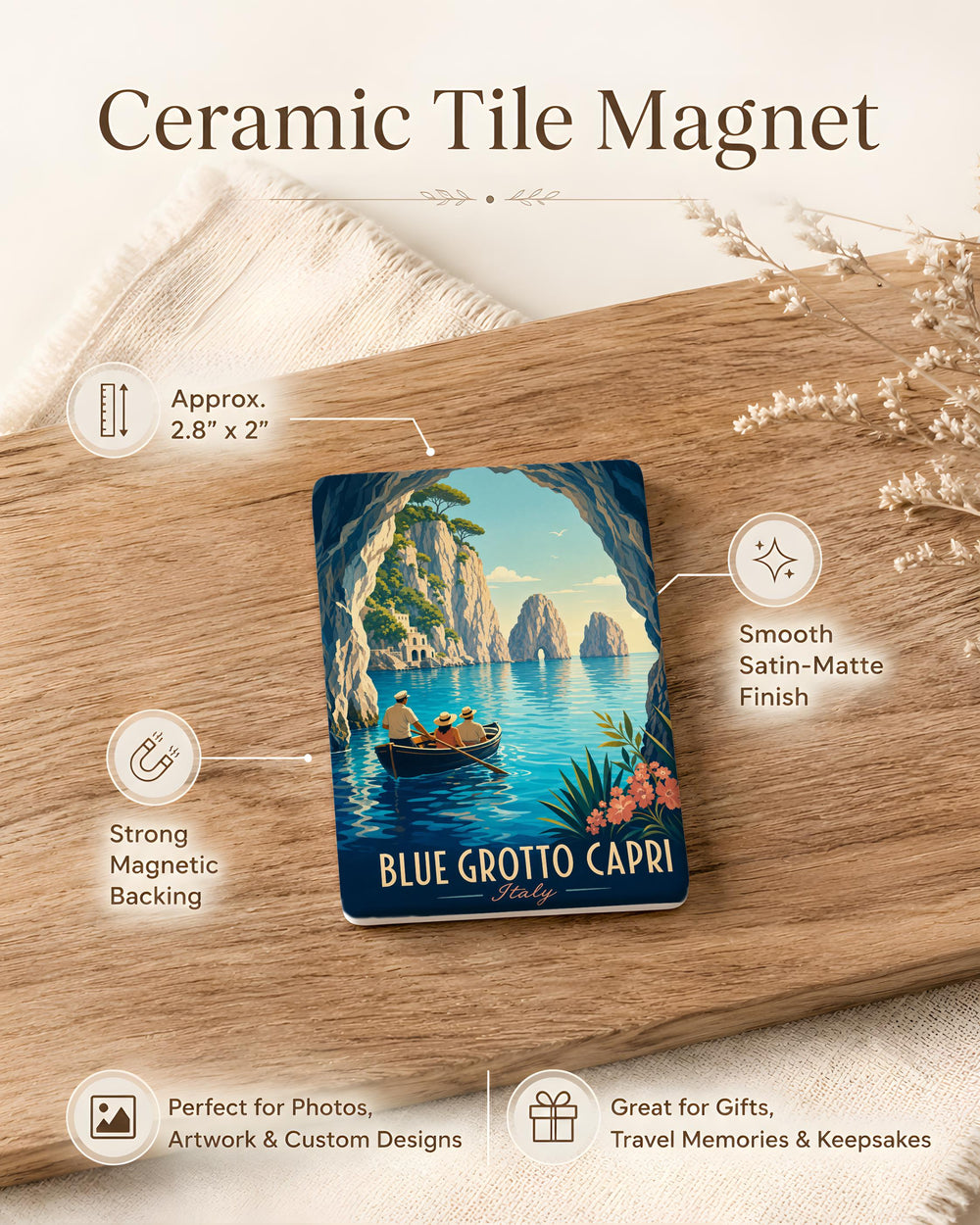 Blue Grotto Capri Fridge Magnet, Italy Sea Cave Souvenir Magnet, Capri Island Travel Keepsake Magnet