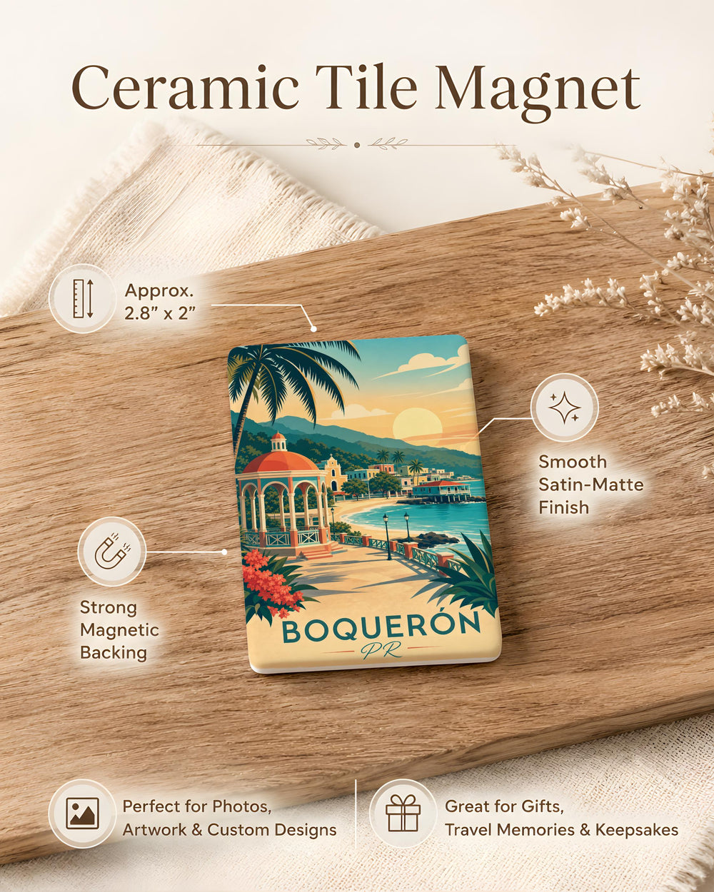 Boqueron Puerto Rico Fridge Magnet, Boqueron PR Souvenir, Coastal Town Travel Keepsake, Puerto Rico Vacation Gift