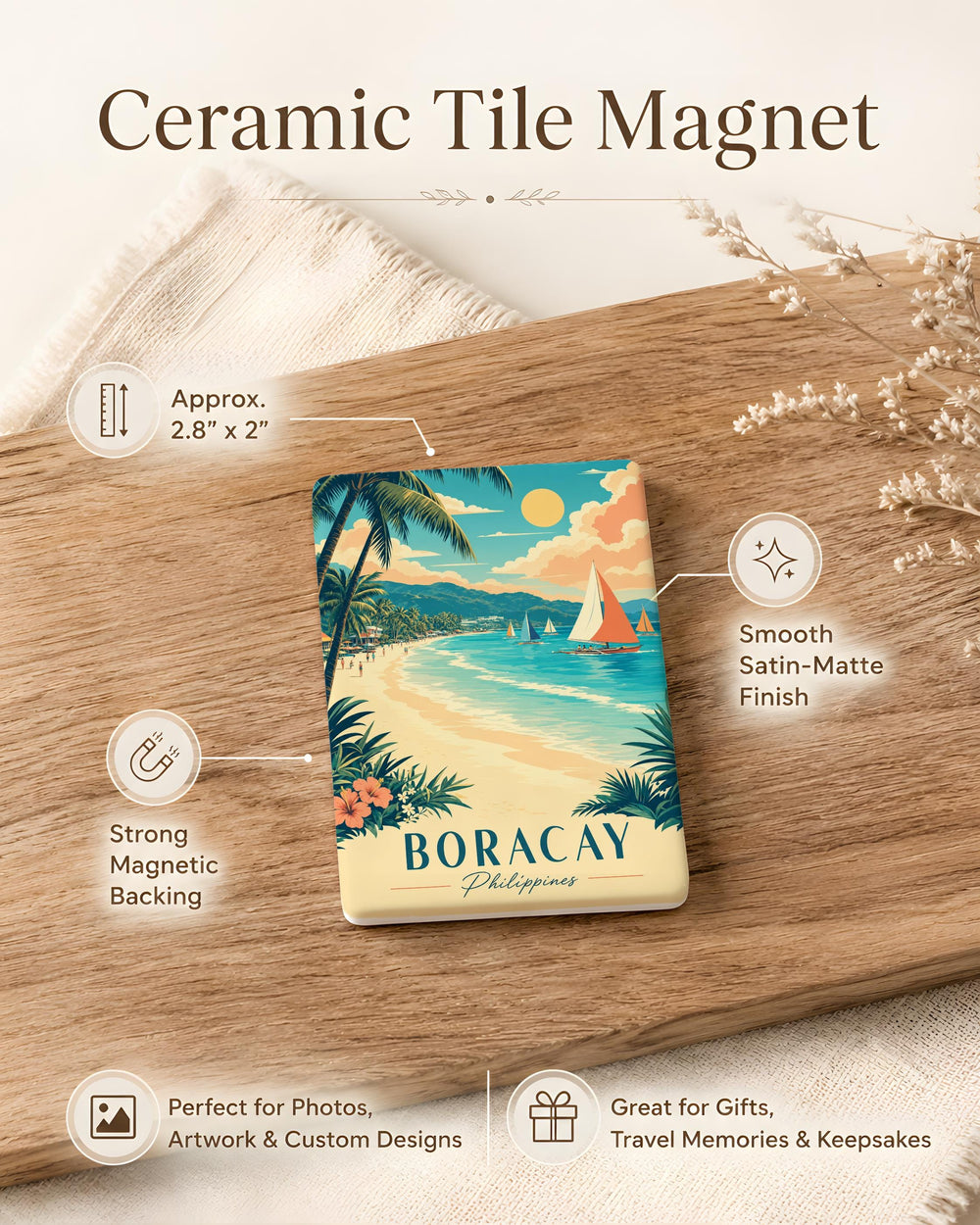 Boracay Philippines Fridge Magnet, Boracay Island Souvenir Magnet, Tropical Beach Travel Keepsake, Philippines Vacation Gift