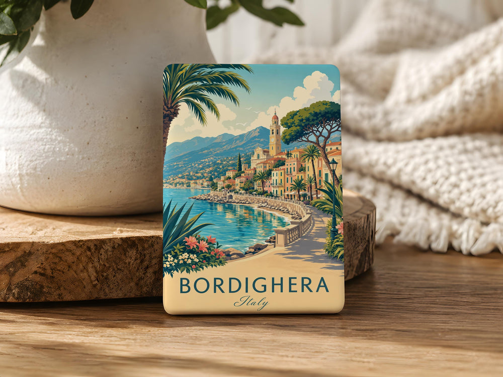Bordighera Italy Fridge Magnet, Bordighera Souvenir Magnet, Italian Riviera Travel Gift, Liguria Vacation Keepsake, Italy Landmark Magnet