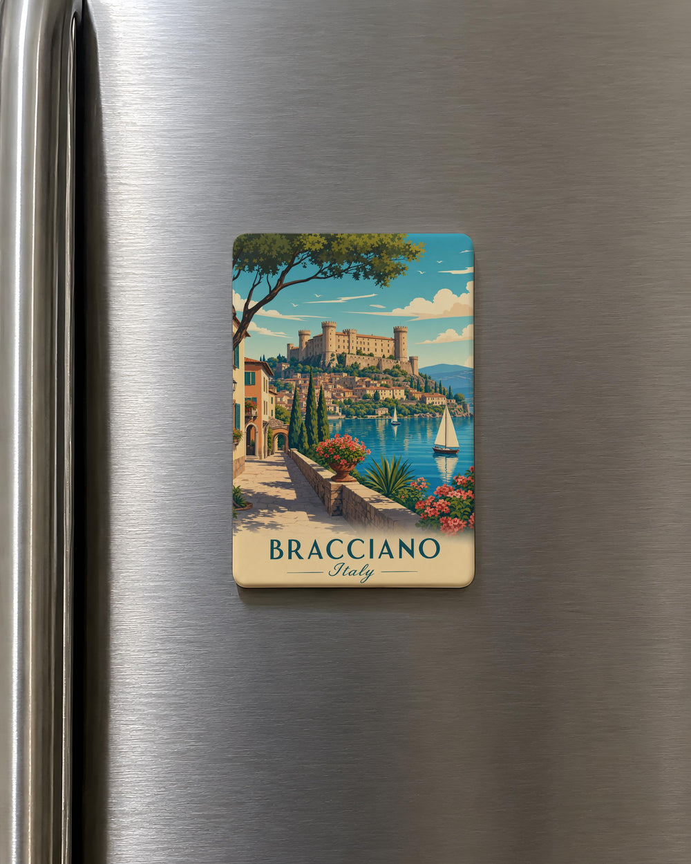 Bracciano Italy Fridge Magnet, Lake Bracciano Travel Souvenir, Bracciano Castle Landmark Keepsake Magnet