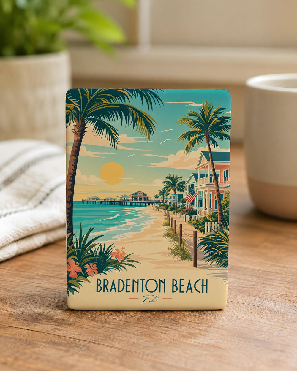 Bradenton Beach FL Fridge Magnet, Florida Gulf Coast Souvenir Magnet, Beach Town Travel Keepsake Magnet