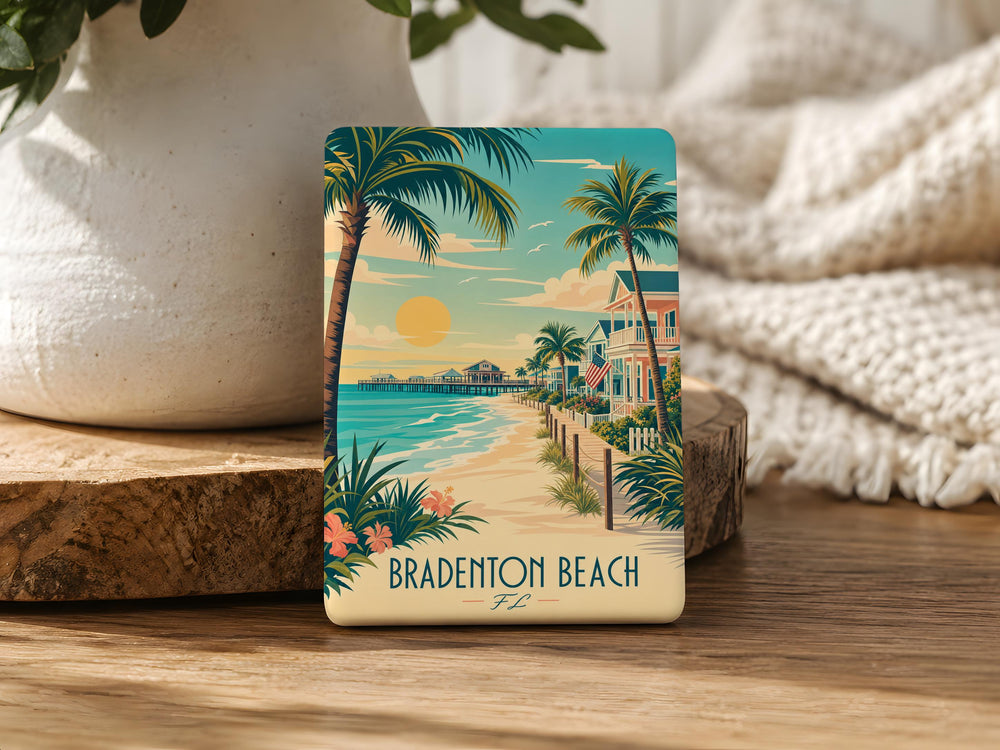 Bradenton Beach FL Fridge Magnet, Florida Gulf Coast Souvenir Magnet, Beach Town Travel Keepsake Magnet