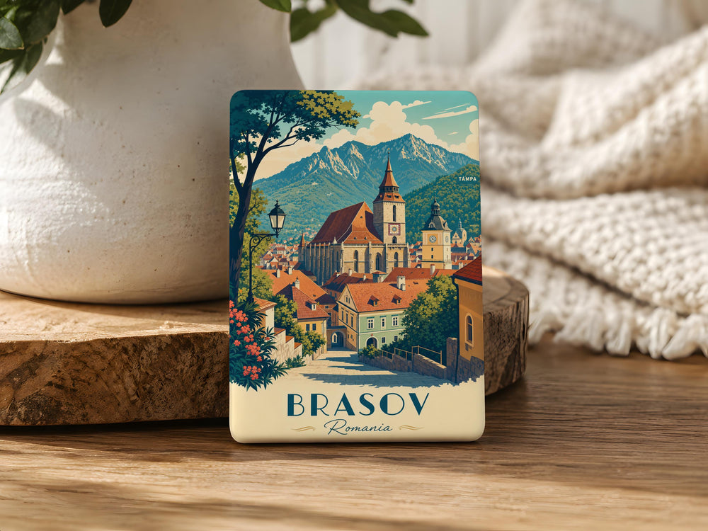 Brasov Romania Fridge Magnet, Brasov Souvenir Magnet, Romania Travel Gift, Brasov City Landmark Keepsake Magnet