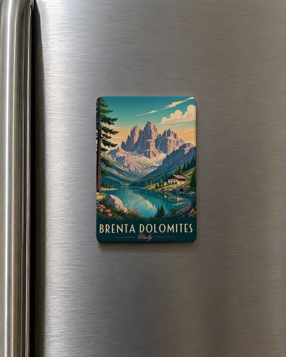 Brenta Dolomites Fridge Magnet, Italian Alps Mountain Landscape Souvenir Magnet, Trentino Hiking Travel Gift