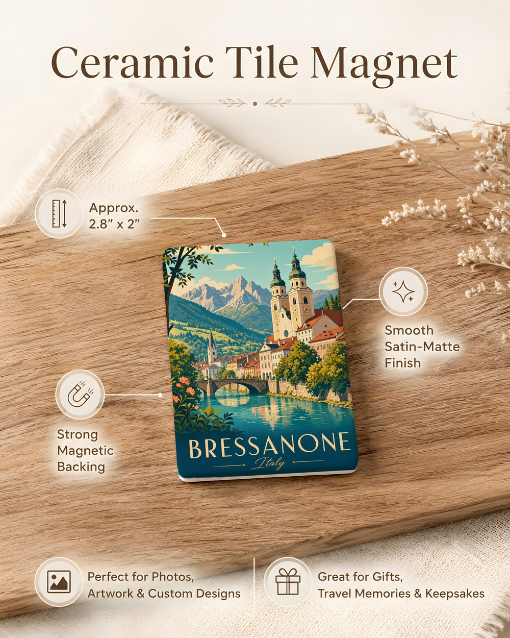 Bressanone Italy Fridge Magnet, South Tyrol Travel Souvenir, Brixen Landmark Keepsake Magnet, Italian Alps Vacation Gift