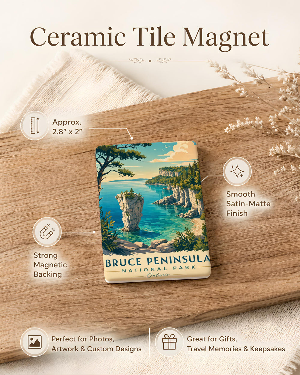 Bruce Peninsula National Park Fridge Magnet, Ontario Canada Nature Travel Souvenir Magnet, Georgian Bay Tobermory Gift