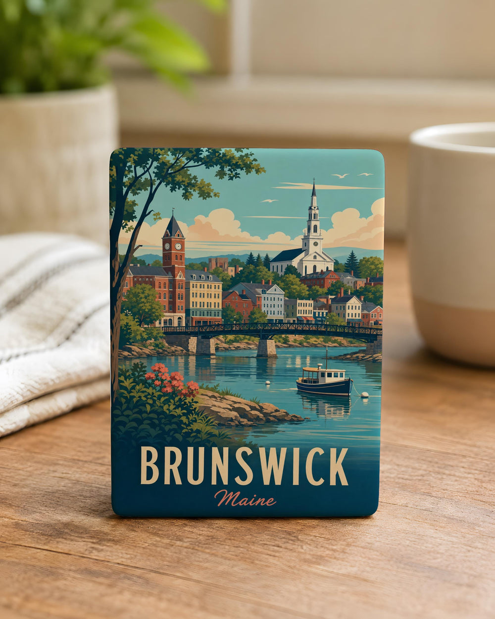Brunswick Maine Fridge Magnet, Brunswick ME Souvenir Magnet, Maine Travel Keepsake, Coastal New England Gift