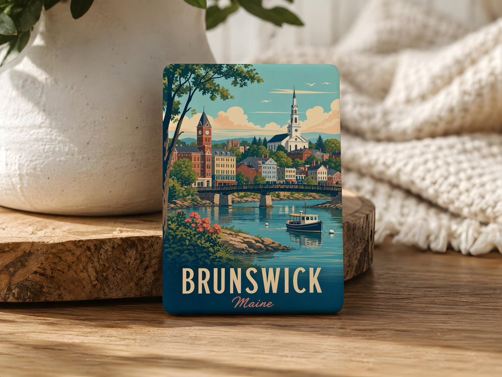 Brunswick Maine Fridge Magnet, Brunswick ME Souvenir Magnet, Maine Travel Keepsake, Coastal New England Gift