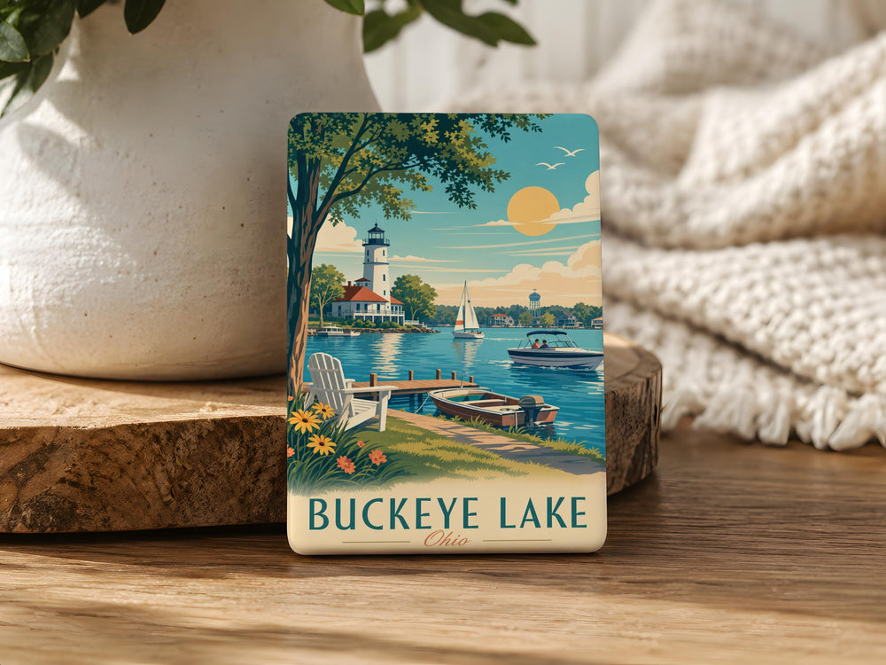 Buckeye Lake Fridge Magnet, Ohio Lake Souvenir, Buckeye Lake State Park Keepsake, Lake House Kitchen Decor Magnet