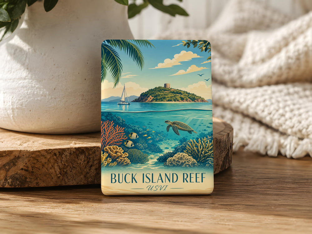 Buck Island Reef USVI Fridge Magnet, U.S. Virgin Islands Caribbean Reef Island Souvenir Magnet, Buck Island National Monument Gift