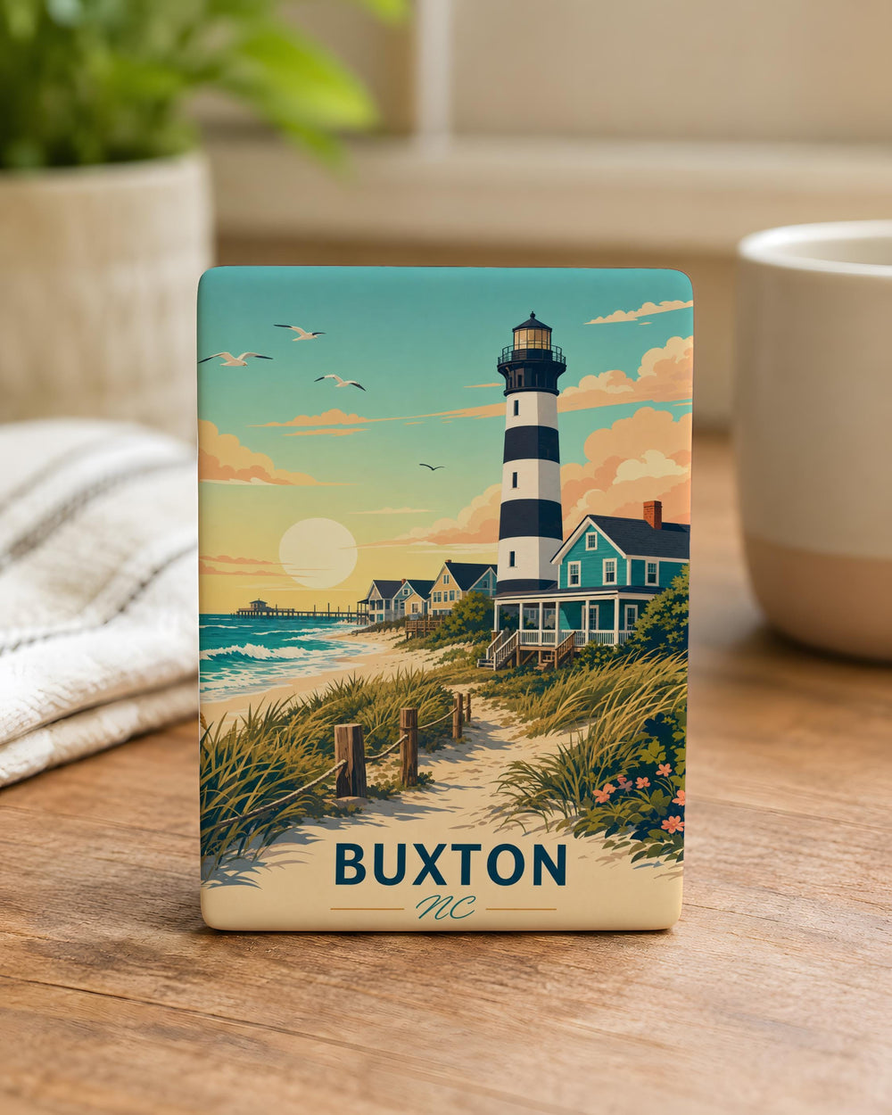 Buxton NC Fridge Magnet, Buxton North Carolina Souvenir Magnet, Outer Banks NC Travel Gift, Coastal Town Keepsake Magnet