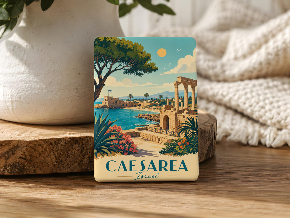 Caesarea Israel Fridge Magnet, Ancient Roman Ruins, Mediterranean Coastal Landmark Souvenir, Holy Land Travel Keepsake
