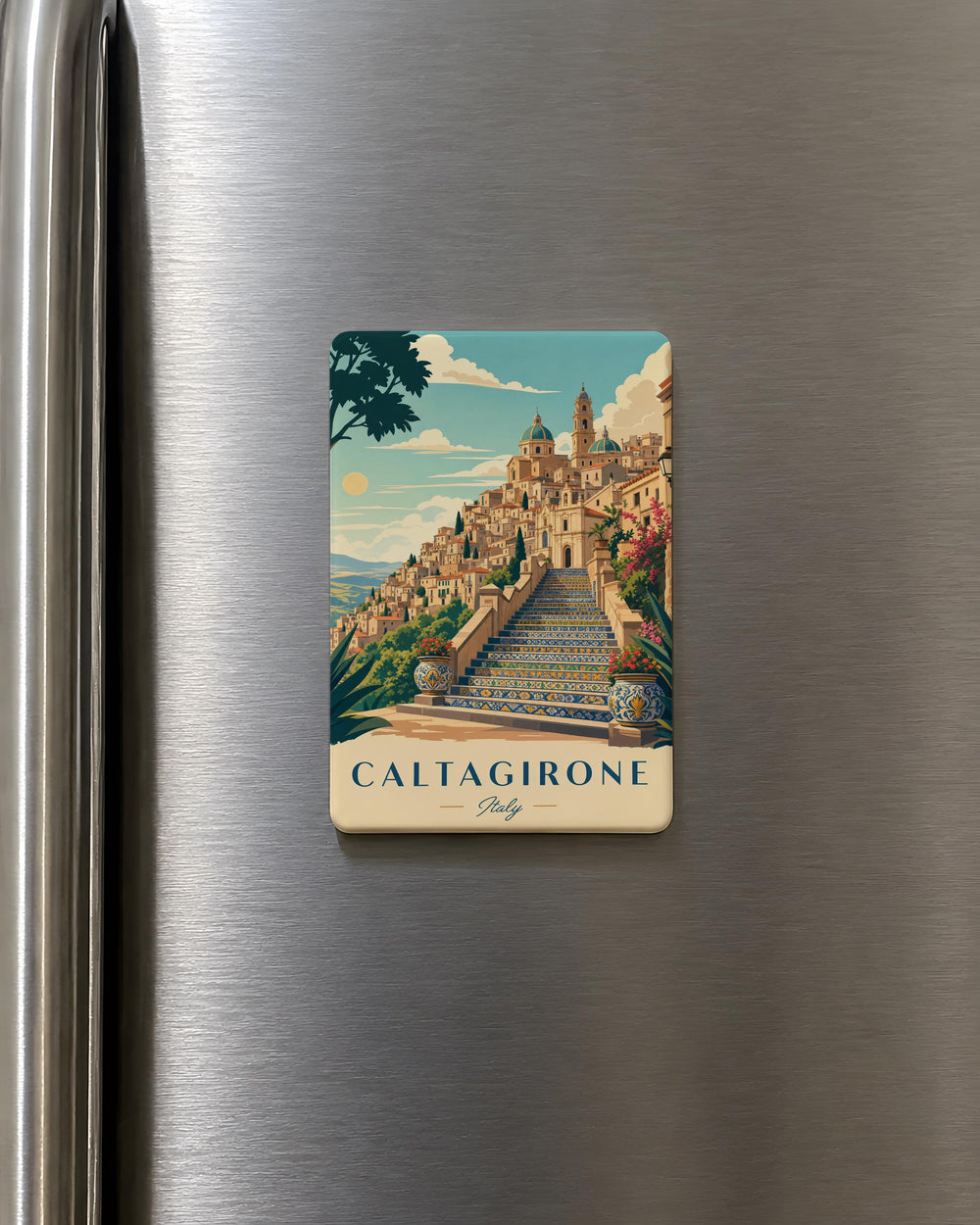 Caltagirone Italy Fridge Magnet, Sicily Travel Souvenir, Italian Town Landmark Keepsake, Caltagirone Gift for Italy Lovers